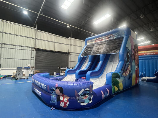 Escorregador Inflável Triplo Temático Lilo & Stitch | Escorregador Aquático Infantil de Grau Comercial