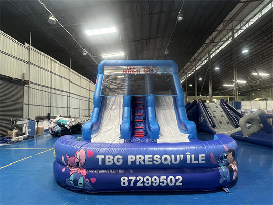Escorregador Inflável Triplo Temático Lilo & Stitch | Escorregador Aquático Infantil de Grau Comercial