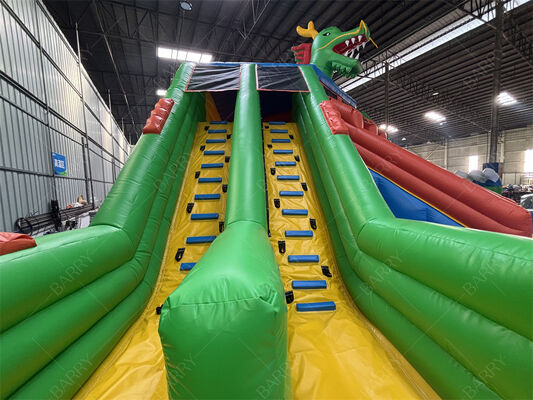 Parque aquático inflável de dragão de grau comercial, parque aquático de deslizamentos múltiplos com grande piscina Para parques de diversões Festivais