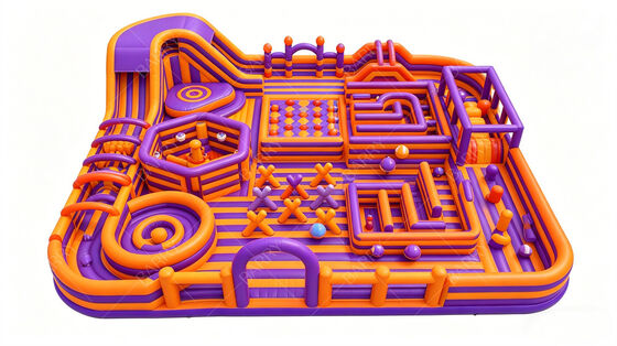 Neon Party Fun City inflável ♫ ♫ All-in-One LED Light Bounce & Obstacle Course com Slide ♫ ♫ PVC comercial para mercados noturnos, eventos de shopping e festas temáticas ♫