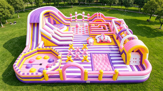 Neon Party Fun City inflável ♫ ♫ All-in-One LED Light Bounce & Obstacle Course com Slide ♫ ♫ PVC comercial para mercados noturnos, eventos de shopping e festas temáticas ♫