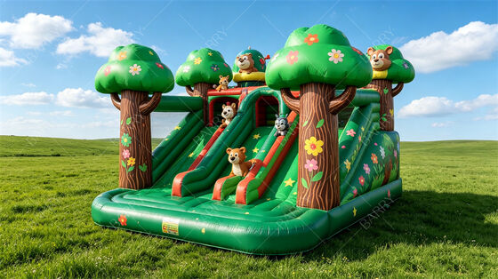 Casa das Árvores da Selva Casa Inflável de Salto com Slides Combo Comercial para Crianças