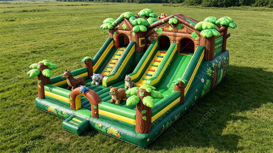 Casa das Árvores da Selva Casa Inflável de Salto com Slides Combo Comercial para Crianças