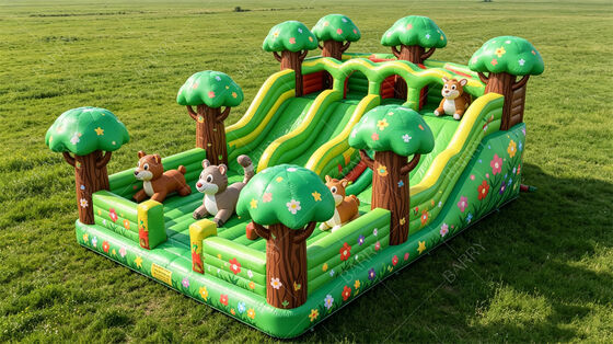 Casa das Árvores da Selva Casa Inflável de Salto com Slides Combo Comercial para Crianças
