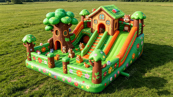 Casa das Árvores da Selva Casa Inflável de Salto com Slides Combo Comercial para Crianças