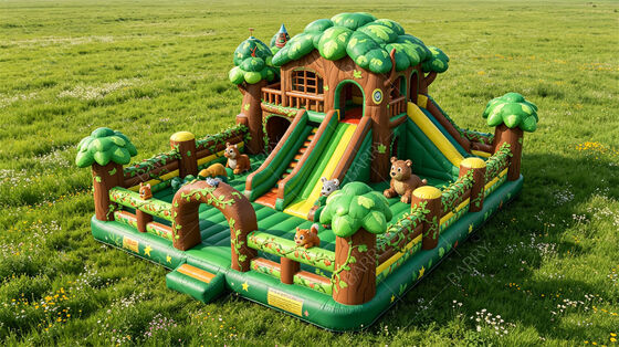 Casa das Árvores da Selva Casa Inflável de Salto com Slides Combo Comercial para Crianças