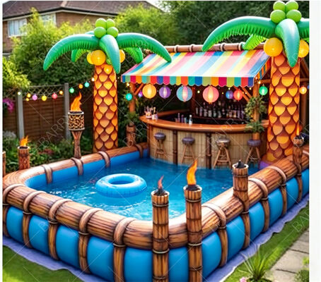 Bar de Piscina Flutuante Inflável de Tiki Tropical