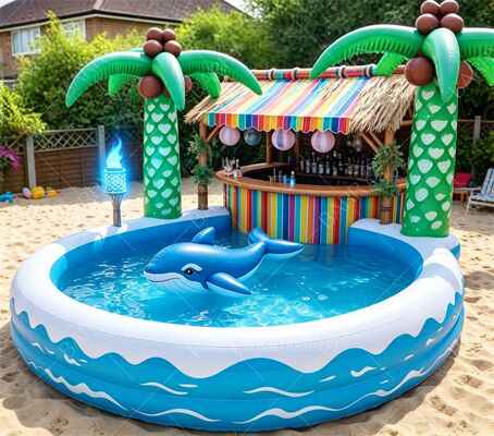 Bar de Piscina Flutuante Inflável de Tiki Tropical