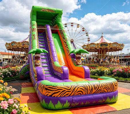 18ft Alto Safari Tiger Impressão Slide Inflável de Água
