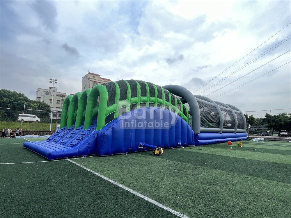 Logotipo personalizado e cor inflável 5k divertimento executar o jogo da casa louca com ventilador de ar comercial