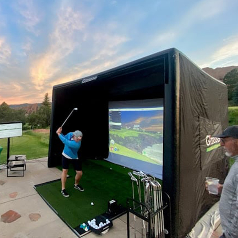 Caixa de treino de golfe portátil Simulador de golfe inflável Projector Tenda de tiro com tela