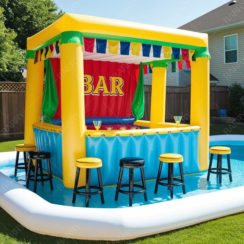 Bar de piscina inflável flutuante com assentos para adultos piscina de água bar de piscina inflável com ilha