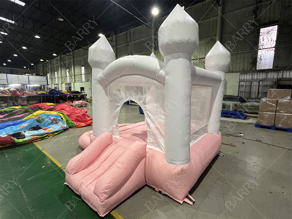 3.3x3m Branco e Rosa Bonito Slide de Salto do Castelo