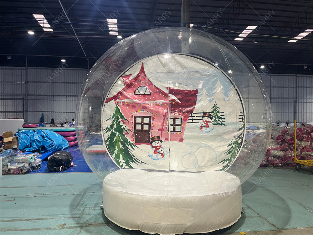 3m Decoração de clube noturno Natal Quebra-cabeça de neve clara Tenda inflável Casa do Pai Natal Santa Grotto Oxford Churstmas Tenda de bolhas