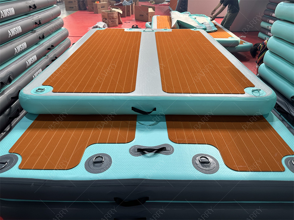 2.4×1.8x0.15m Dropstitch Inflável Barco Jet Ski Dock Água Flutuante Natação Tapete Ilha