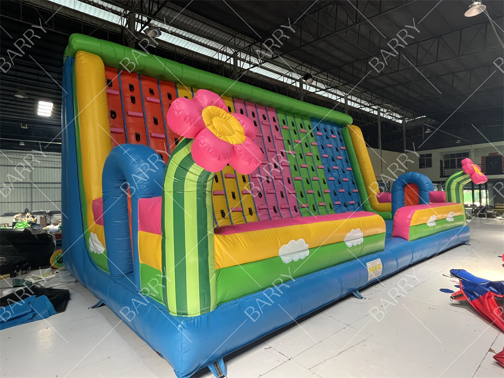 Aluguel de Festas ao Ar Livre Jogos Infláveis Gigantes Escalada Inflável Infantil com Flores para Venda