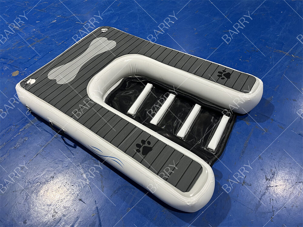 Rampa inflável para cães Plataforma flutuante para animais de estimação dobrável com EVA antiderrapante