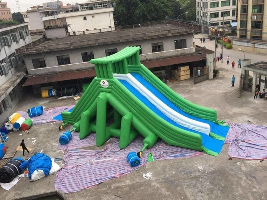 A água inflável multicolorido desliza o castelo da explosão do leão-de-chácara combinado