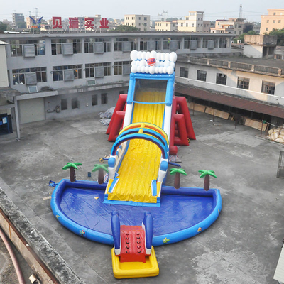 deslizamento inflável longo temático e corrediça da água do arco-íris do PVC de 0.55mm com piscina