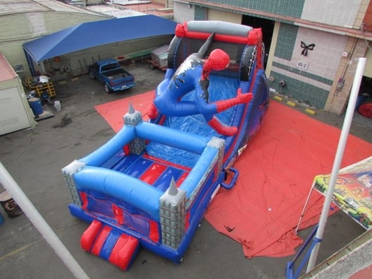 Da casa combinado inflável do salto do castelo do tema do homem-aranha corrediça de salto do leão-de-chácara para crianças