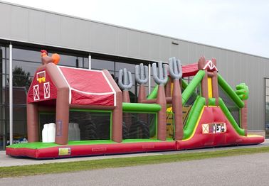 Da exploração agrícola vermelha inflável do curso de obstáculo do vaqueiro curso de obstáculo Bouncy