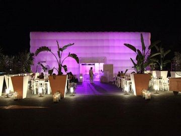 Barraca inflável do cubo da iluminação roxa gigante impressa para a exposição