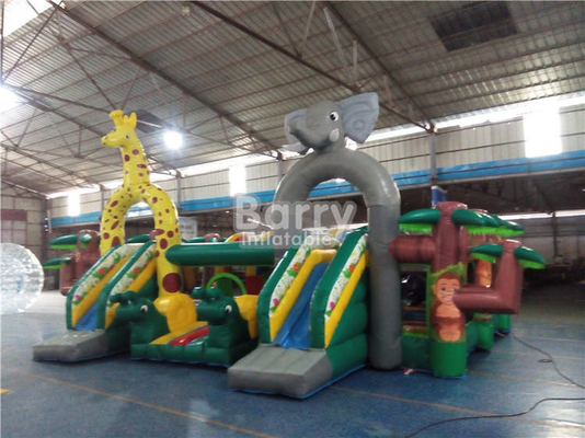 da selva inflável do campo de jogos da corrediça do leão-de-chácara do parque de diversões do PVC de 0.55mm tema animal