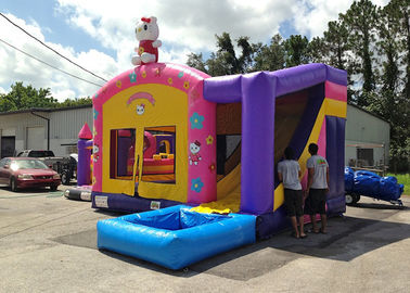 Leão-de-chácara inflável temático de Hello Kitty do rosa do partido das crianças com o encerado do PVC da corrediça 0.55mm