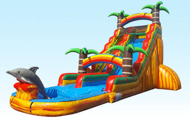 Corrediças de água infláveis materiais do PVC de Barry 22FT Paradise tropical com impressão de seda