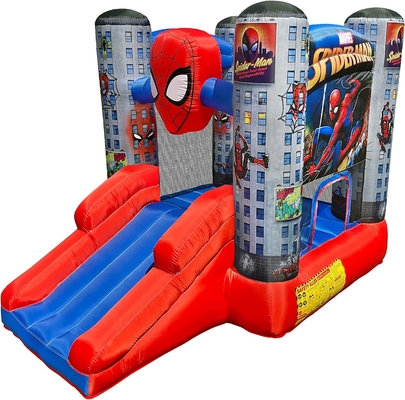 as crianças exteriores do homem-aranha da maravilha do leão-de-chácara do PVC de 0.55mm saltam a casa com corrediça