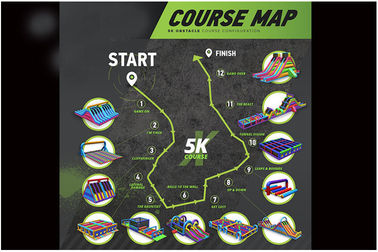 O ar 5k inflável corre o curso de obstáculo vermelho do túnel dos eventos running do Reino Unido