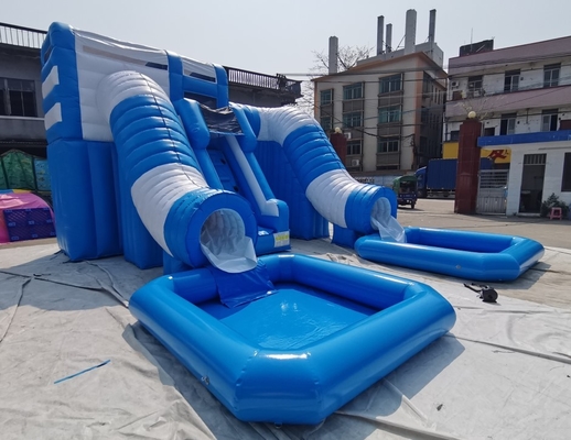 Impressão inflável de Digitas da corrediça dobro de corrediças de água de Jumper Combo Castle Pool Inflatable grande