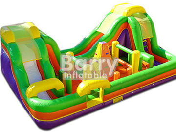 Corrediça combinado Bouncy inflável exterior do curso de obstáculo com a parede de escalada pequena