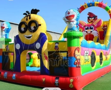 Tema de desenhos animados Grande inflável castelo salto Festa de aniversário Casa salta
