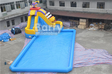 Parque aquático inflável certificado ce, piscina inflável com tobogã piranha com piscina
