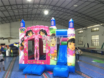 Anúncio publicitário cor-de-rosa da casa da princesa Grande Dora Inflável Salto com impressão de Digitas
