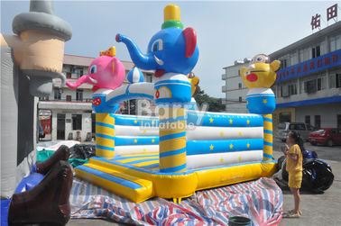 Moonwalk animal do espaço do elefante do leão-de-chácara inflável comercial para a casa/campo de jogos