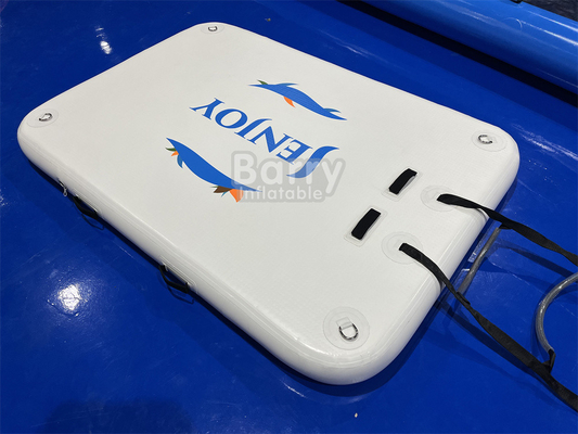 Plataforma de doca inflável de cor branca personalizada com escadas para natação ou estação de barco de jet ski