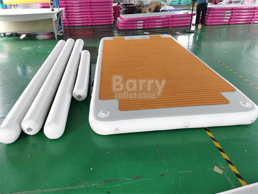 Drop Stitch PVC estilo de madeira plataforma de natação inflável para barco