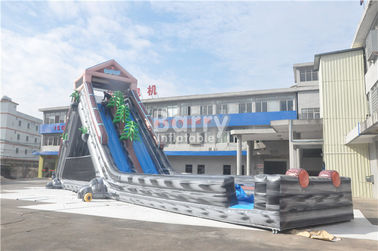 Corrediça de água inflável gigante 25x4.3x9.5M do respingo comercial cinzento do verão