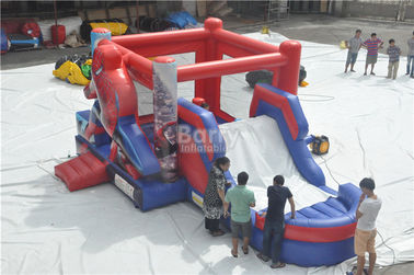 Castelo Bouncy do homem-aranha, leão-de-chácara inflável redondo combinado com corrediça