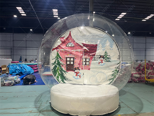 3m Decoração de clube noturno Natal Quebra-cabeça de neve clara Tenda inflável Casa do Pai Natal Santa Grotto Oxford Churstmas Tenda de bolhas