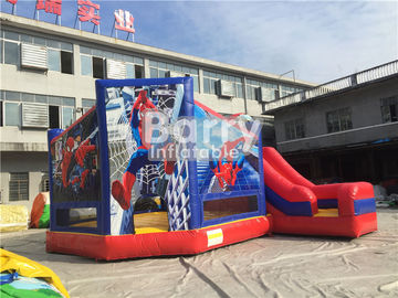 Castelo de salto combinado inflável personalizado do homem-aranha do tamanho com corrediça para o parque do jardim zoológico