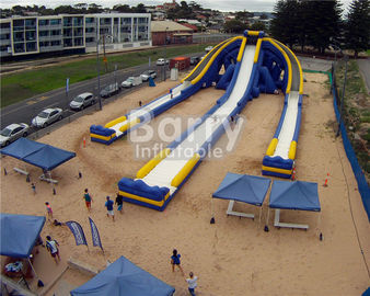 Corrediça inflável gigante impressa logotipo, corrediça de água inflável das pistas do hipopótamo três