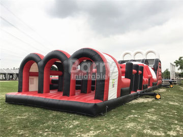 Grande casa comercial vermelha do salto do curso de obstáculo, obstáculo inflável do extremo da precipitação