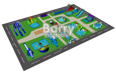 Plano inflável de vinda do parque da corrediça do castelo do leão-de-chácara do parque temático de divertimento do verão