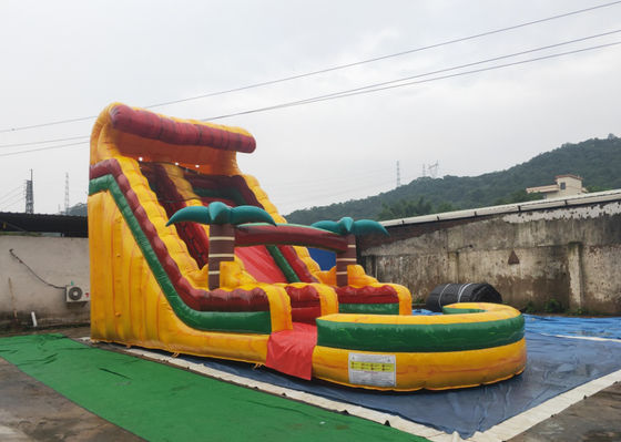 Cor amarela inflável da corrediça de água da jarda molhada da casa de encerado do Pvc do divertimento