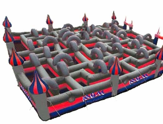Casa inflável impermeável Maze Outdoor Playground Equipment do salto
