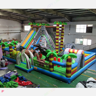 Castelo Bouncy do tema jurássico inflável dos dinossauros da cidade 12x8m do divertimento EN71