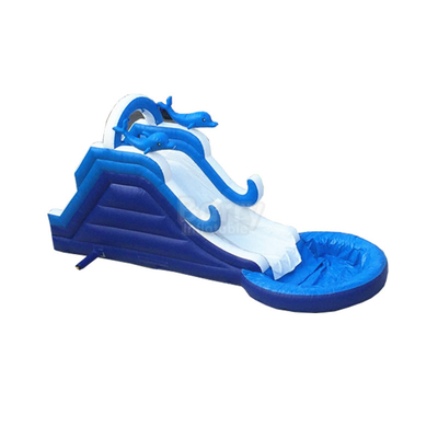 Corrediça de água de escalada inflável 10x3.5x4.3m da onda azul de encerado